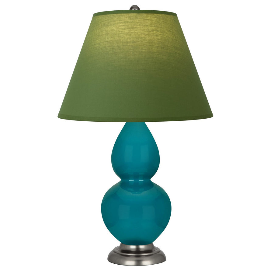 Robert Abbey - 1773G - One Light Accent Lamp - Small Double Gourd - Peacock Glazed Ceramic w/Antique Silver