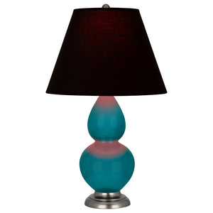 Robert Abbey - 1773K - One Light Accent Lamp - Small Double Gourd - Peacock Glazed Ceramic w/Antique Silver