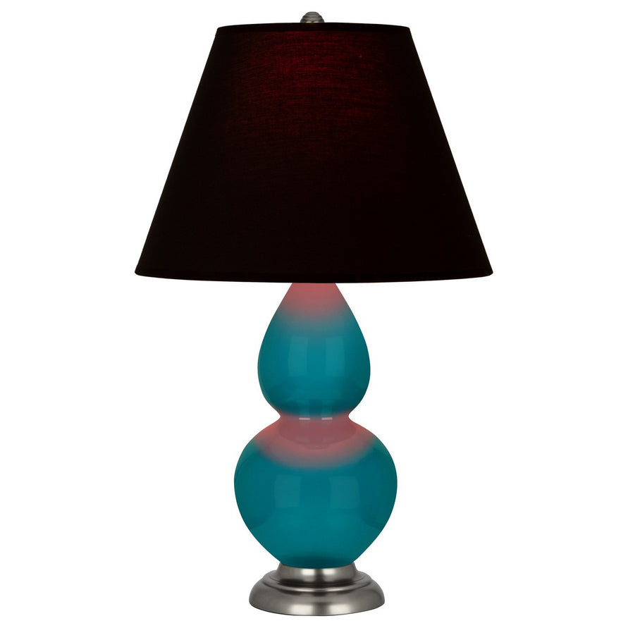 Robert Abbey - 1773K - One Light Accent Lamp - Small Double Gourd - Peacock Glazed Ceramic w/Antique Silver