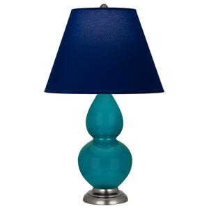 Robert Abbey - 1773N - One Light Accent Lamp - Small Double Gourd - Peacock Glazed Ceramic w/Antique Silver