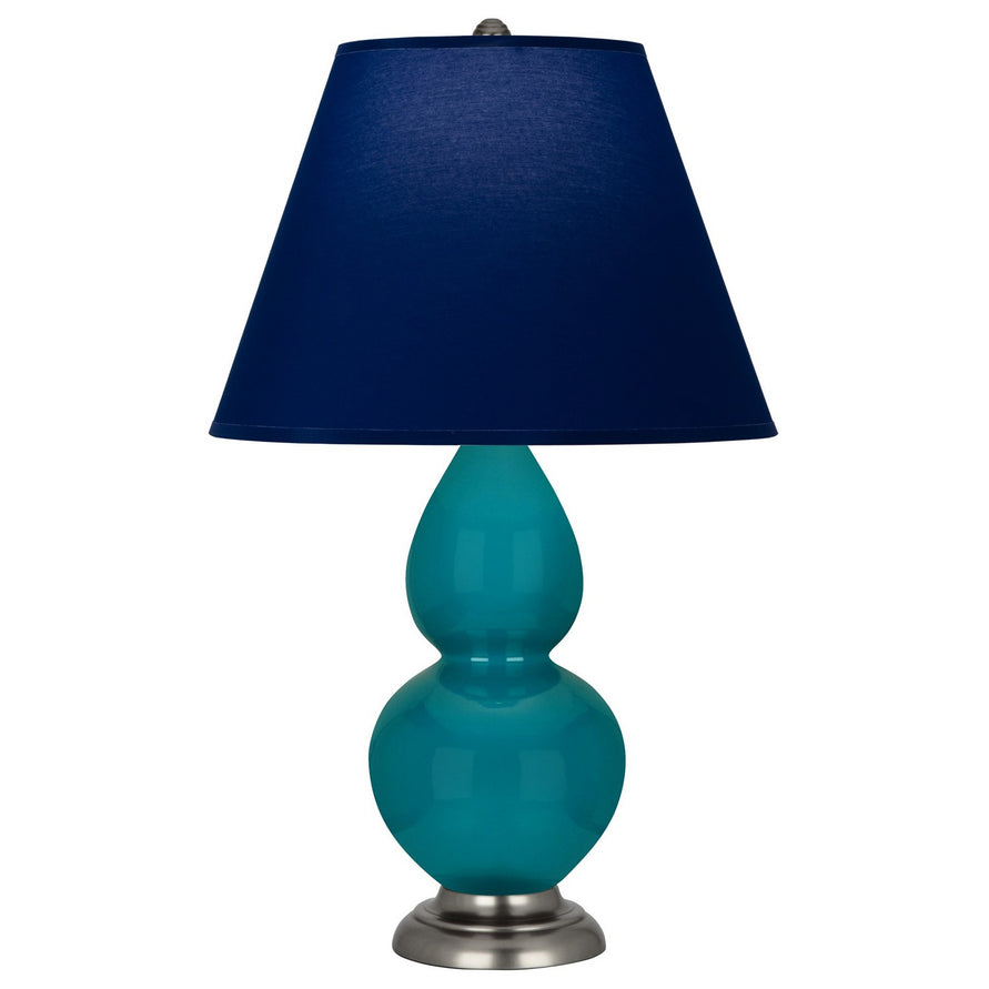 Robert Abbey - 1773N - One Light Accent Lamp - Small Double Gourd - Peacock Glazed Ceramic w/Antique Silver