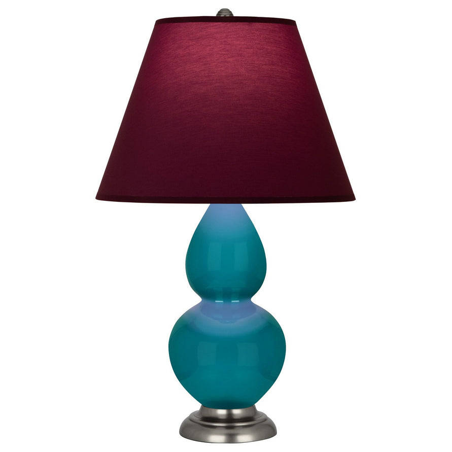 Robert Abbey - 1773P - One Light Accent Lamp - Small Double Gourd - Peacock Glazed Ceramic w/Antique Silver