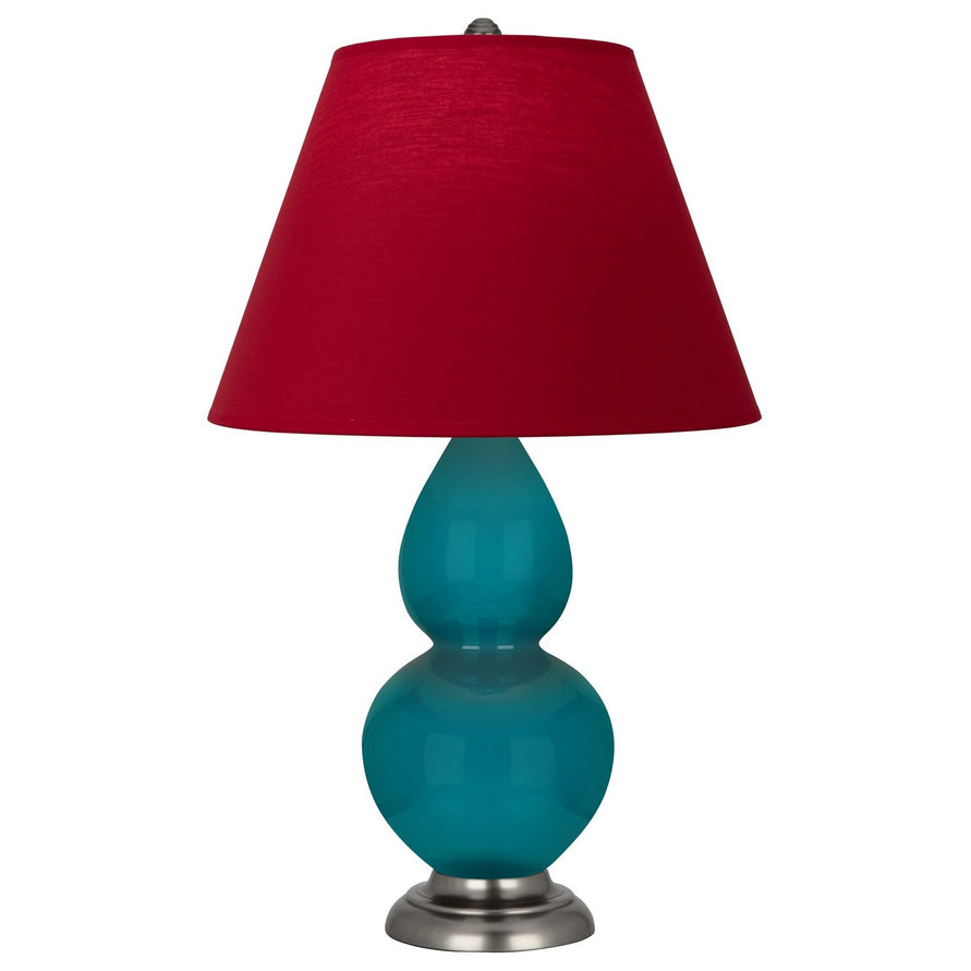 Robert Abbey - 1773R - One Light Accent Lamp - Small Double Gourd - Peacock Glazed Ceramic w/Antique Silver