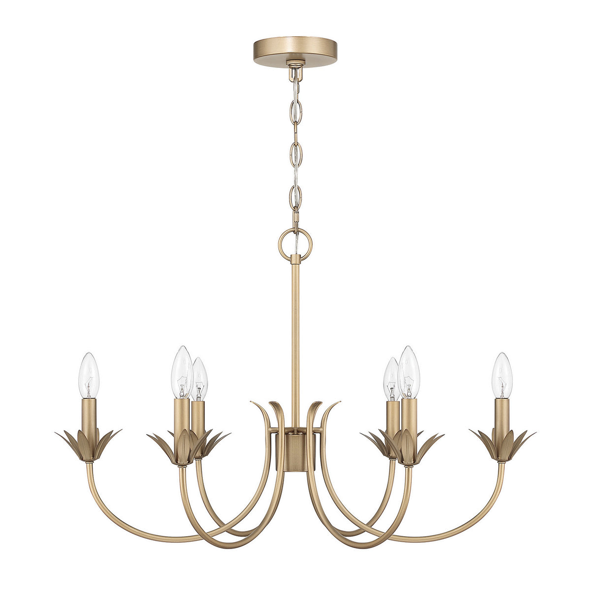 Hunter - 13261 - Six Light Chandelier - Junie Bud - Luxe Gold
