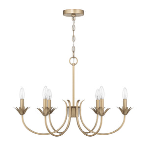 Hunter - 13261 - Six Light Chandelier - Junie Bud - Luxe Gold