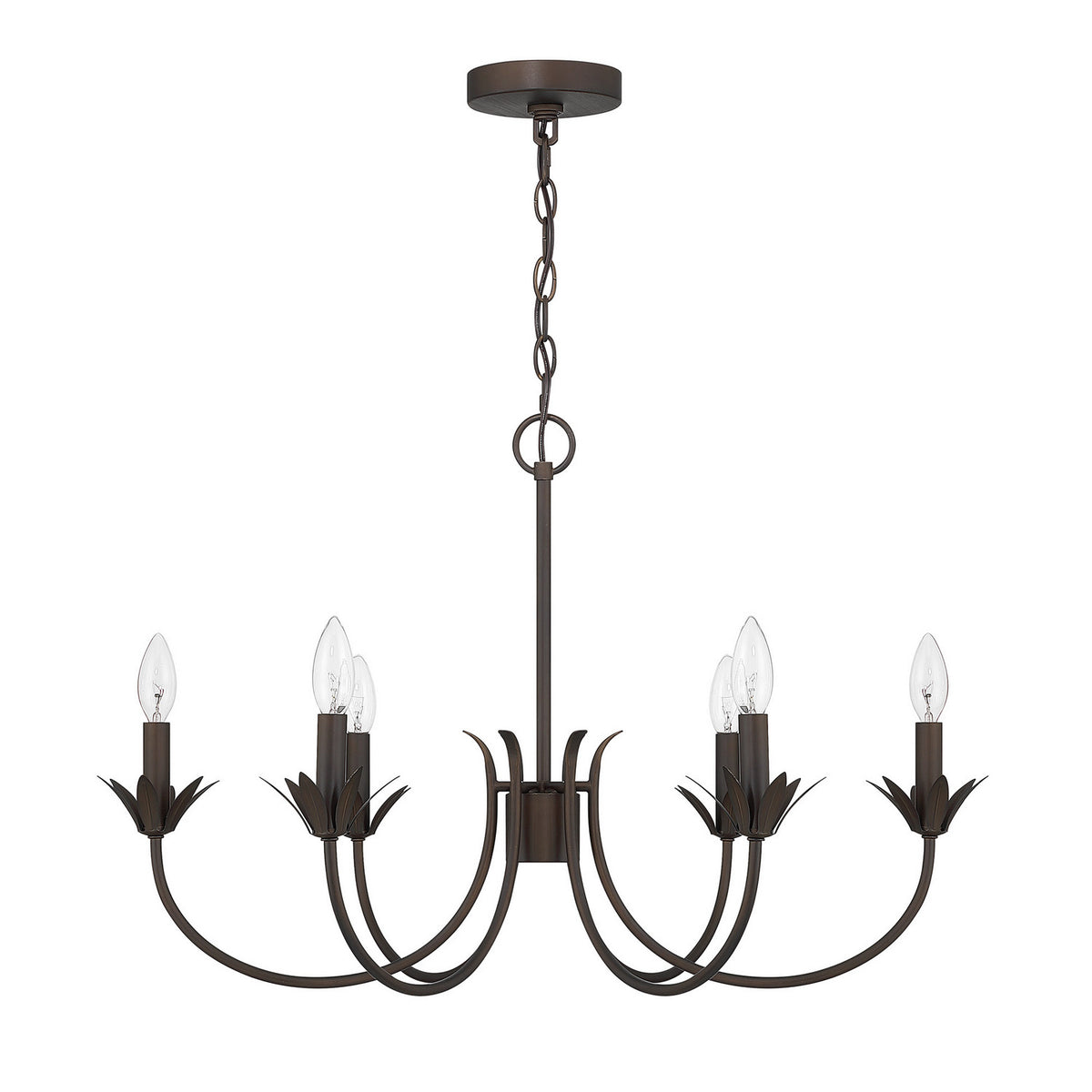 Hunter - 13261 - Six Light Chandelier - Junie Bud - Luxe Gold