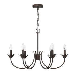 Hunter - 13261 - Six Light Chandelier - Junie Bud - Luxe Gold