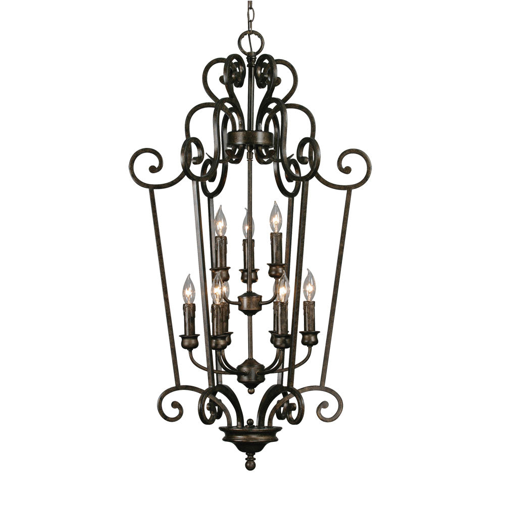 Golden - 8063-CG9 BUS - Nine Light Foyer Pendant - Heartwood - Burnt Sienna