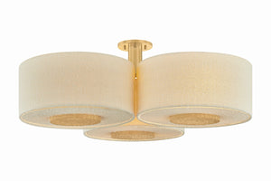 Mitzi - H1153609-AGB - Nine Light Flush Mount - Miller - Aged Brass
