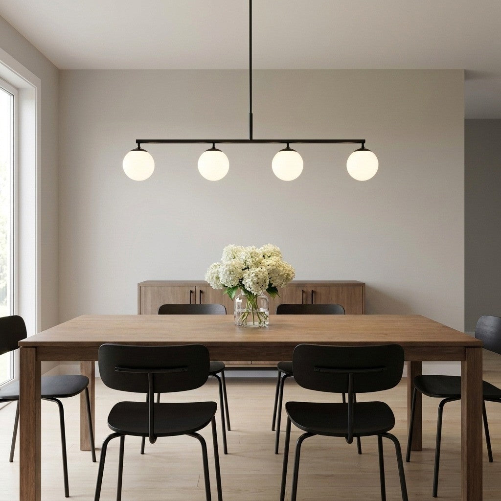 Generation Lighting - GLC1814MBK - Four Light Linear Chandelier - Nube - Midnight Black