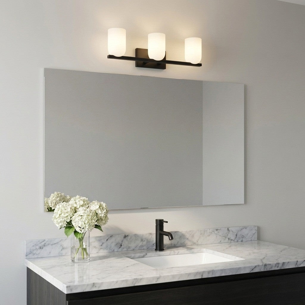 Generation Lighting - GLV1973MBKE - Three Light Vanity - Neblina - Midnight Black