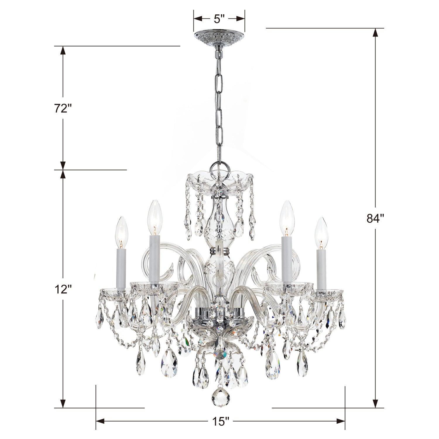 Crystorama - 1005-CH-CL-MWP - Five Light Chandelier - Traditional Crystal - Polished Chrome