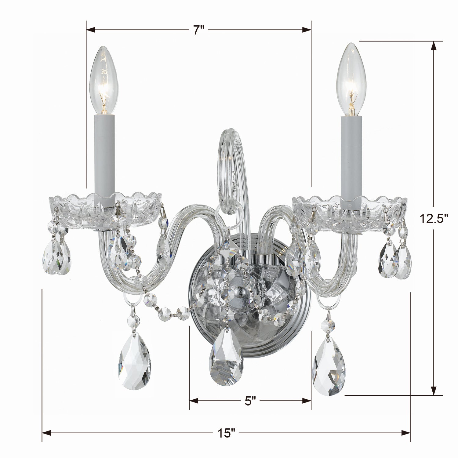 Crystorama - 1032-CH-CL-SAQ - Two Light Wall Sconce - Traditional Crystal - Polished Chrome