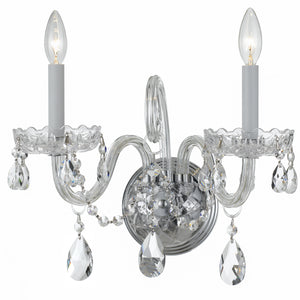 Crystorama - 1032-CH-CL-SAQ - Two Light Wall Sconce - Traditional Crystal - Polished Chrome