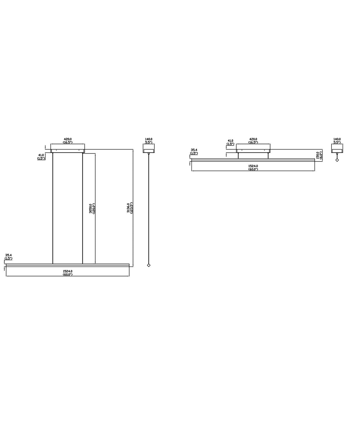 ET2 - E21370-BK - LED Linear Pendant - Hover - Black