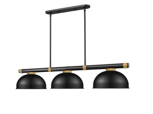 Z-Lite - 3050-3MB-RB-D13MB - Three Light Billiard - Vanguard - Matte Black + Rubbed Brass