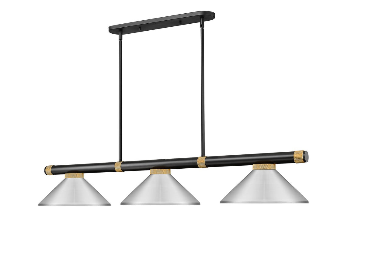 Z-Lite - 3050-3MB-RB-MBN - Three Light Billiard - Vanguard - Matte Black + Rubbed Brass