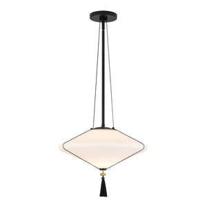 Alora - PD481015MBOP - One Light Pendant - Reeve - Matte Black/Opal Glass