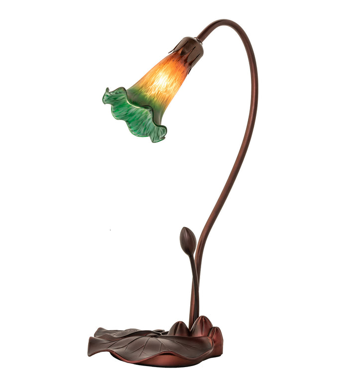 Meyda Tiffany - 12386 - One Light Accent Lamp - Amber/Green Pond Lily - Mahogany Bronze