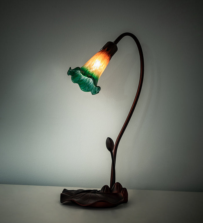 Meyda Tiffany - 12386 - One Light Accent Lamp - Amber/Green Pond Lily - Mahogany Bronze