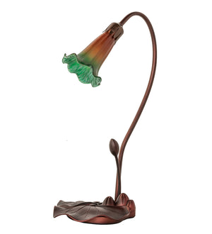 Meyda Tiffany - 12386 - One Light Accent Lamp - Amber/Green Pond Lily - Mahogany Bronze