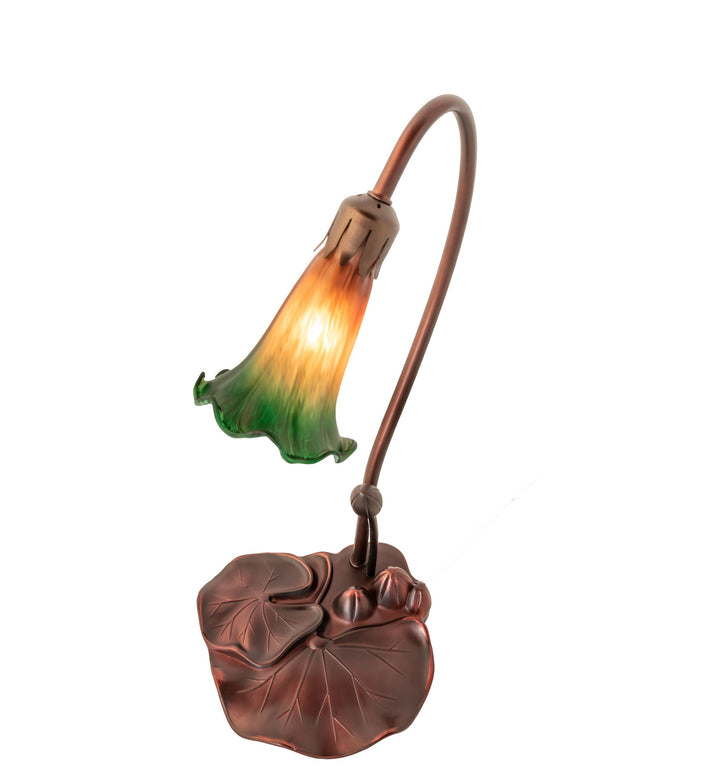 Meyda Tiffany - 12386 - One Light Accent Lamp - Amber/Green Pond Lily - Mahogany Bronze