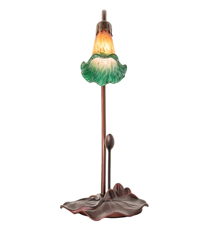 Meyda Tiffany - 12386 - One Light Accent Lamp - Amber/Green Pond Lily - Mahogany Bronze