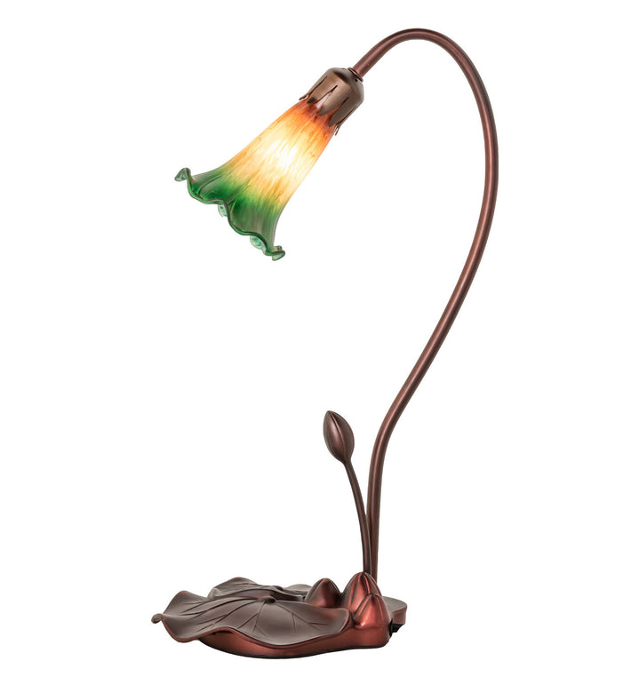 Meyda Tiffany - 12386 - One Light Accent Lamp - Amber/Green Pond Lily - Mahogany Bronze