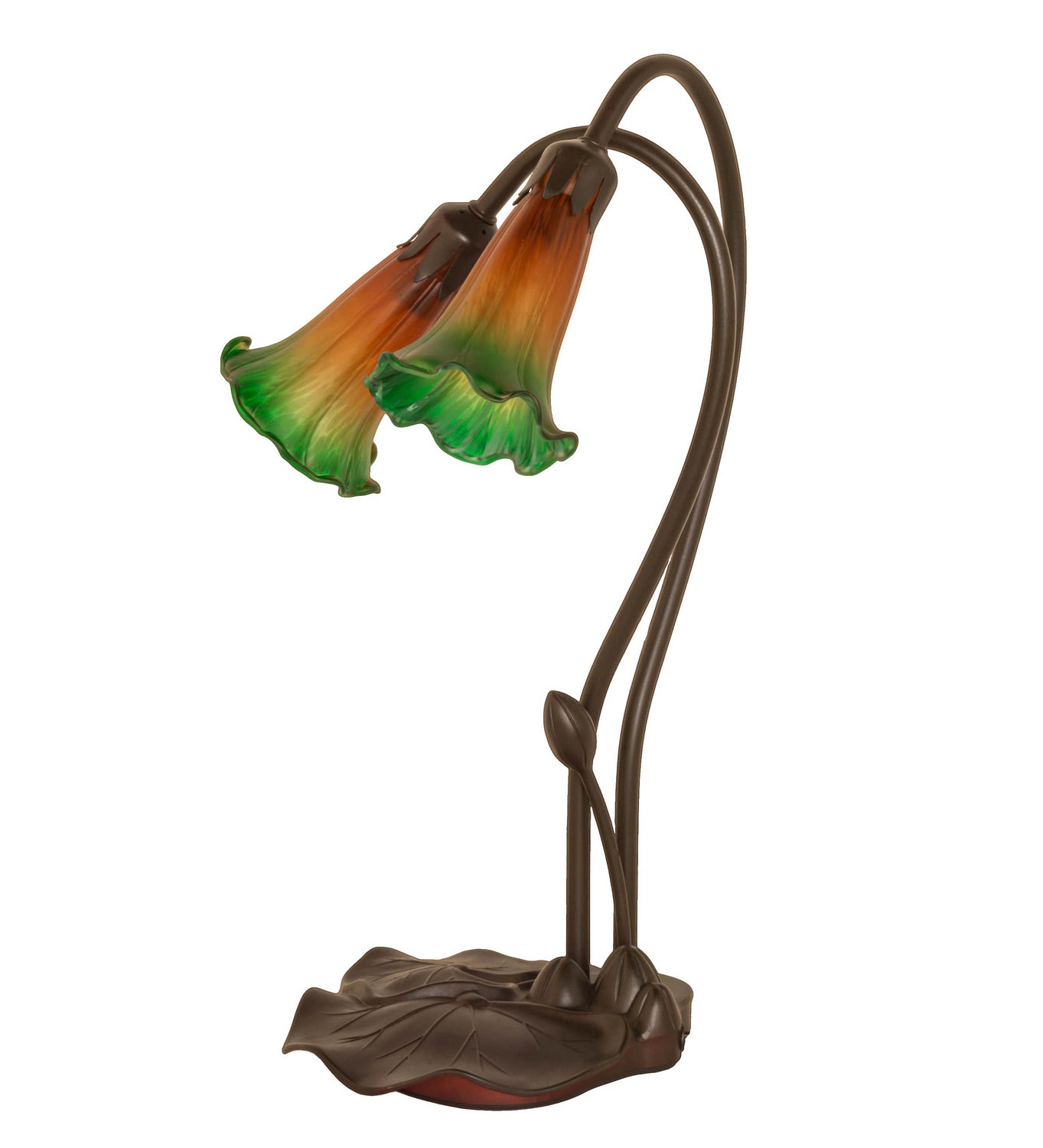 Meyda Tiffany - 12939 - Two Light Accent Lamp - Amber/Green Pond Lily - Mahongany Bronze