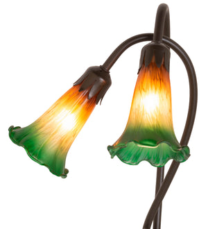 Meyda Tiffany - 12939 - Two Light Accent Lamp - Amber/Green Pond Lily - Mahongany Bronze