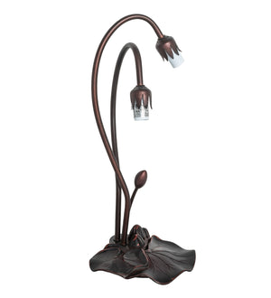 Meyda Tiffany - 12939 - Two Light Accent Lamp - Amber/Green Pond Lily - Mahongany Bronze