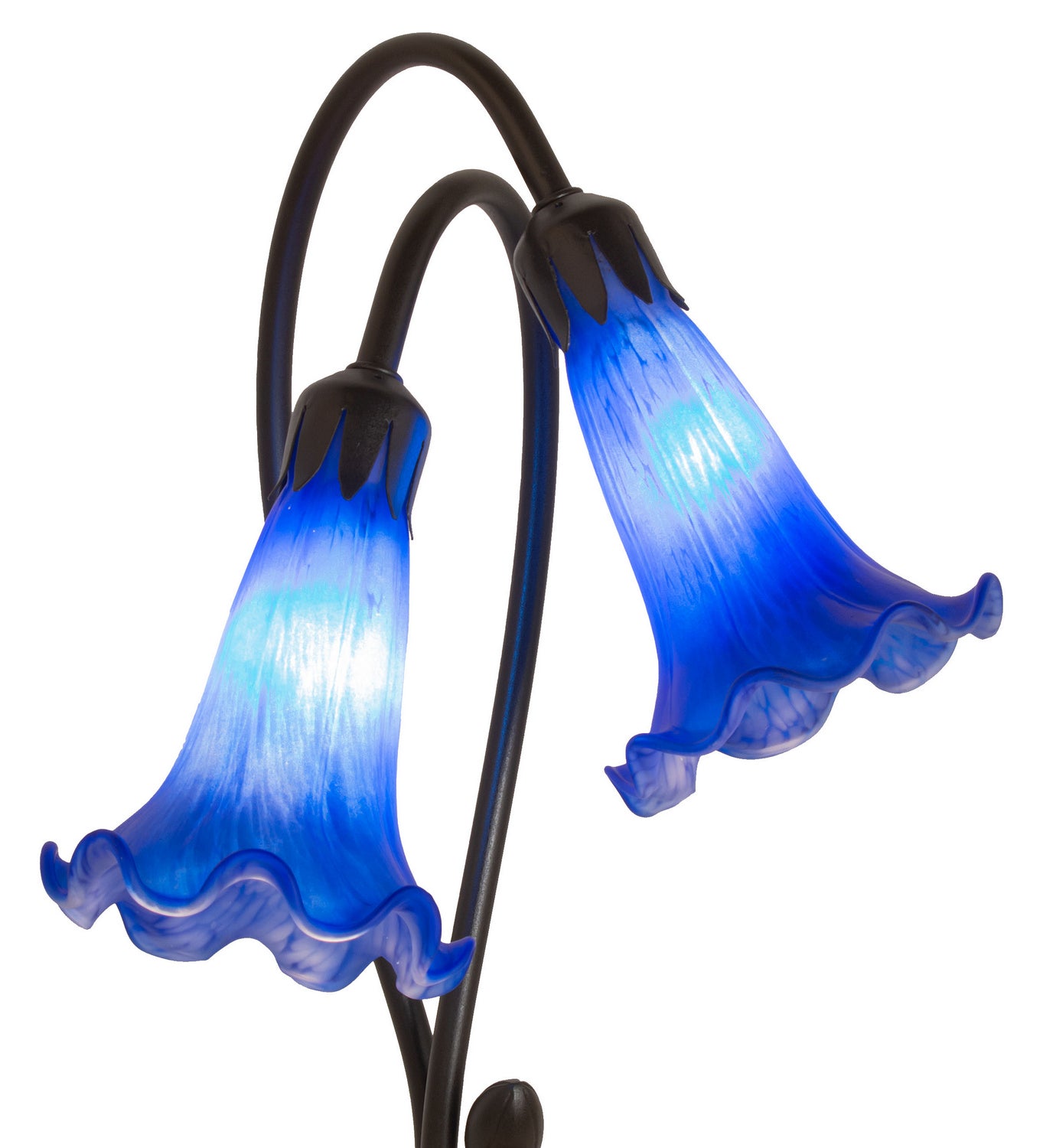 Meyda Tiffany - 13064 - Two Light Accent Lamp - Blue Pond Lily - Mahogany Bronze