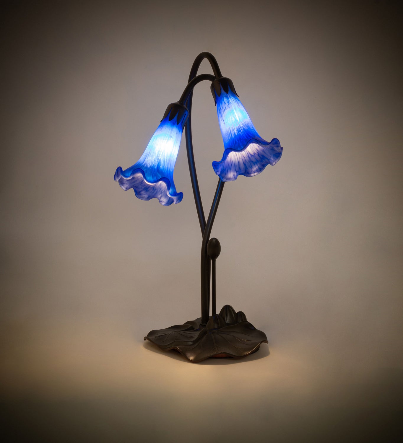 Meyda Tiffany - 13064 - Two Light Accent Lamp - Blue Pond Lily - Mahogany Bronze