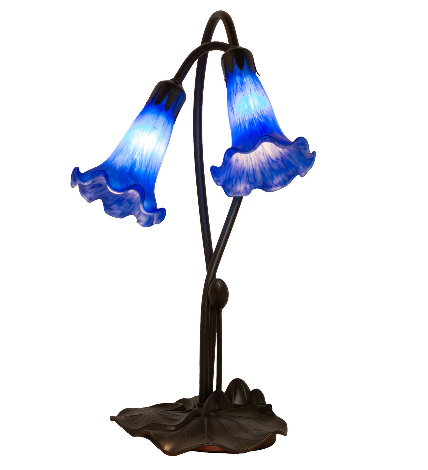 Meyda Tiffany - 13064 - Two Light Accent Lamp - Blue Pond Lily - Mahogany Bronze