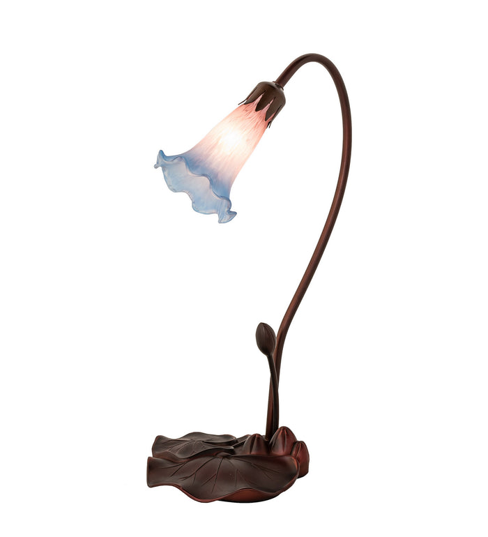 Meyda Tiffany - 13394 - One Light Accent Lamp - Pink/Blue Pond Lily - Mahogany Bronze