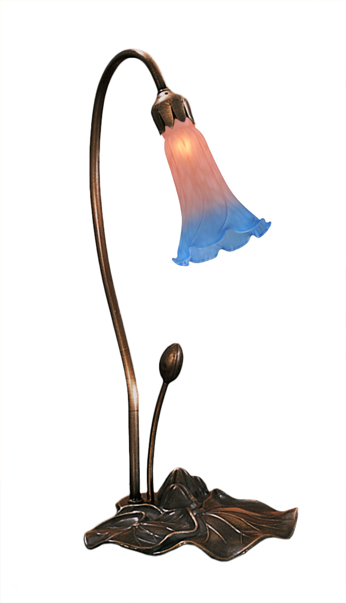 Meyda Tiffany - 13394 - One Light Accent Lamp - Pink/Blue Pond Lily - Mahogany Bronze