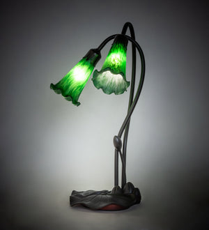 Meyda Tiffany - 13481 - Two Light Accent Lamp - Green - Mahogany Bronze