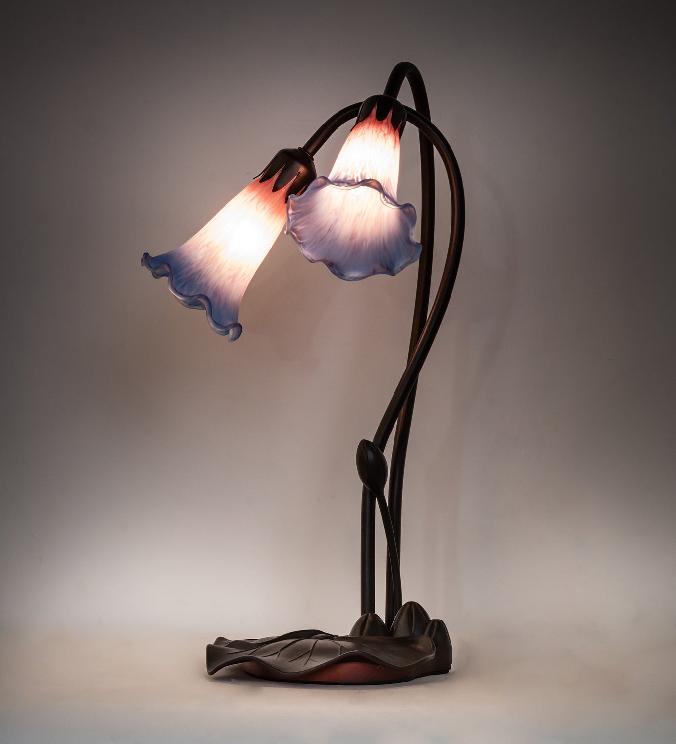 Meyda Tiffany - 14064 - Two Light Accent Lamp - Pink/Blue Pond Lily - Mahogany Bronze