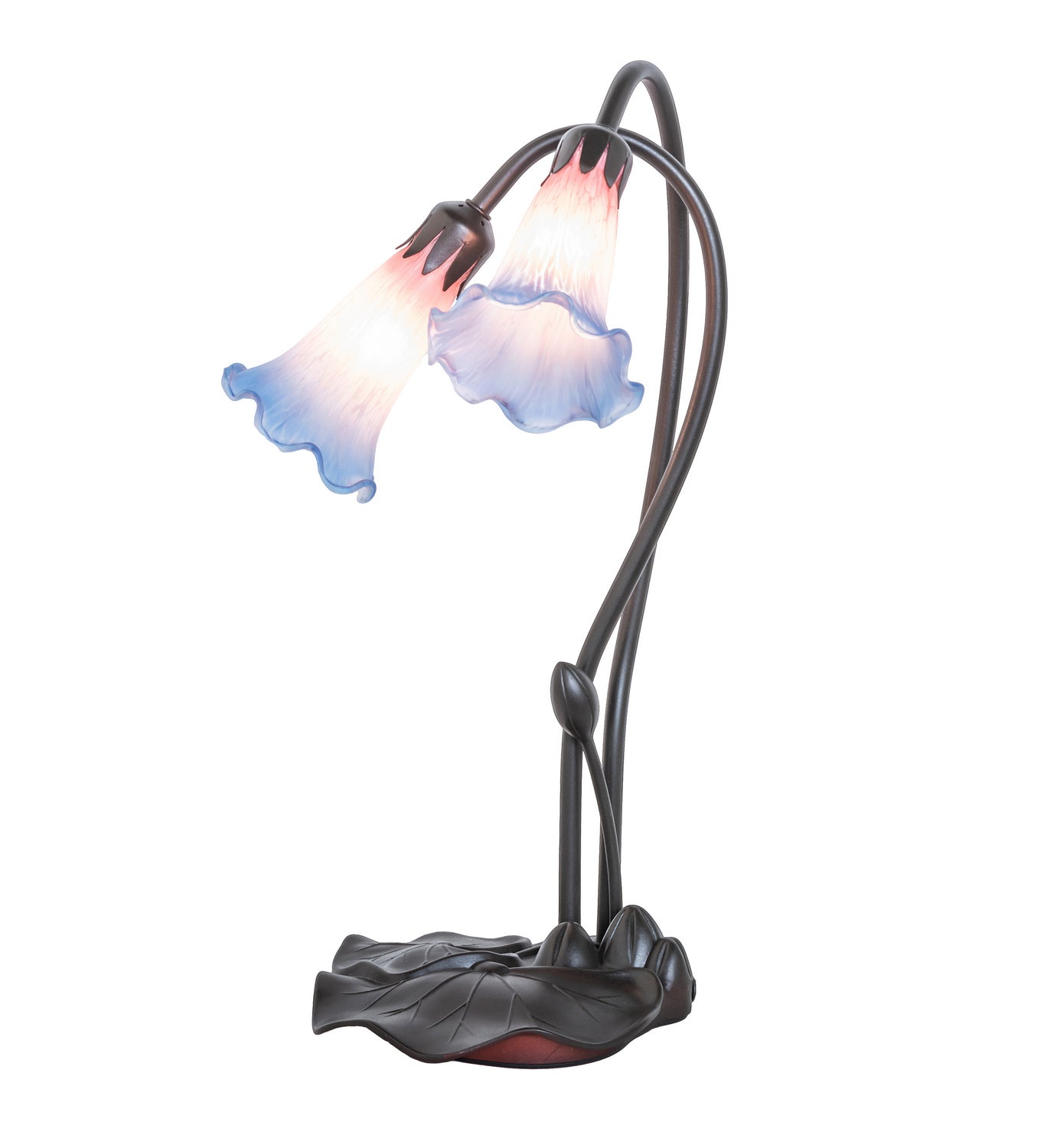 Meyda Tiffany - 14064 - Two Light Accent Lamp - Pink/Blue Pond Lily - Mahogany Bronze