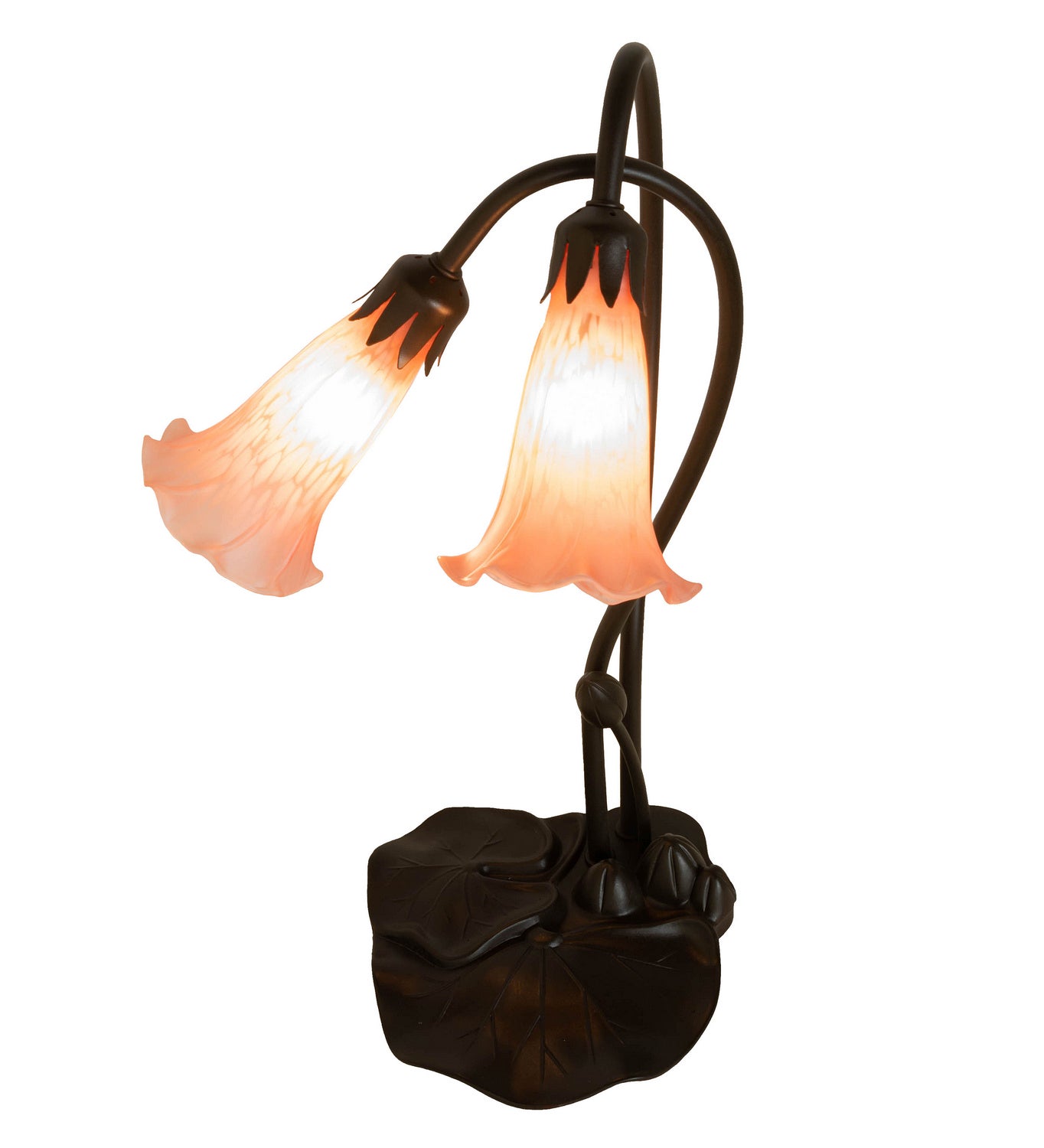 Meyda Tiffany - 14110 - Two Light Accent Lamp - Pink Pond Lily - Mahogany Bronze