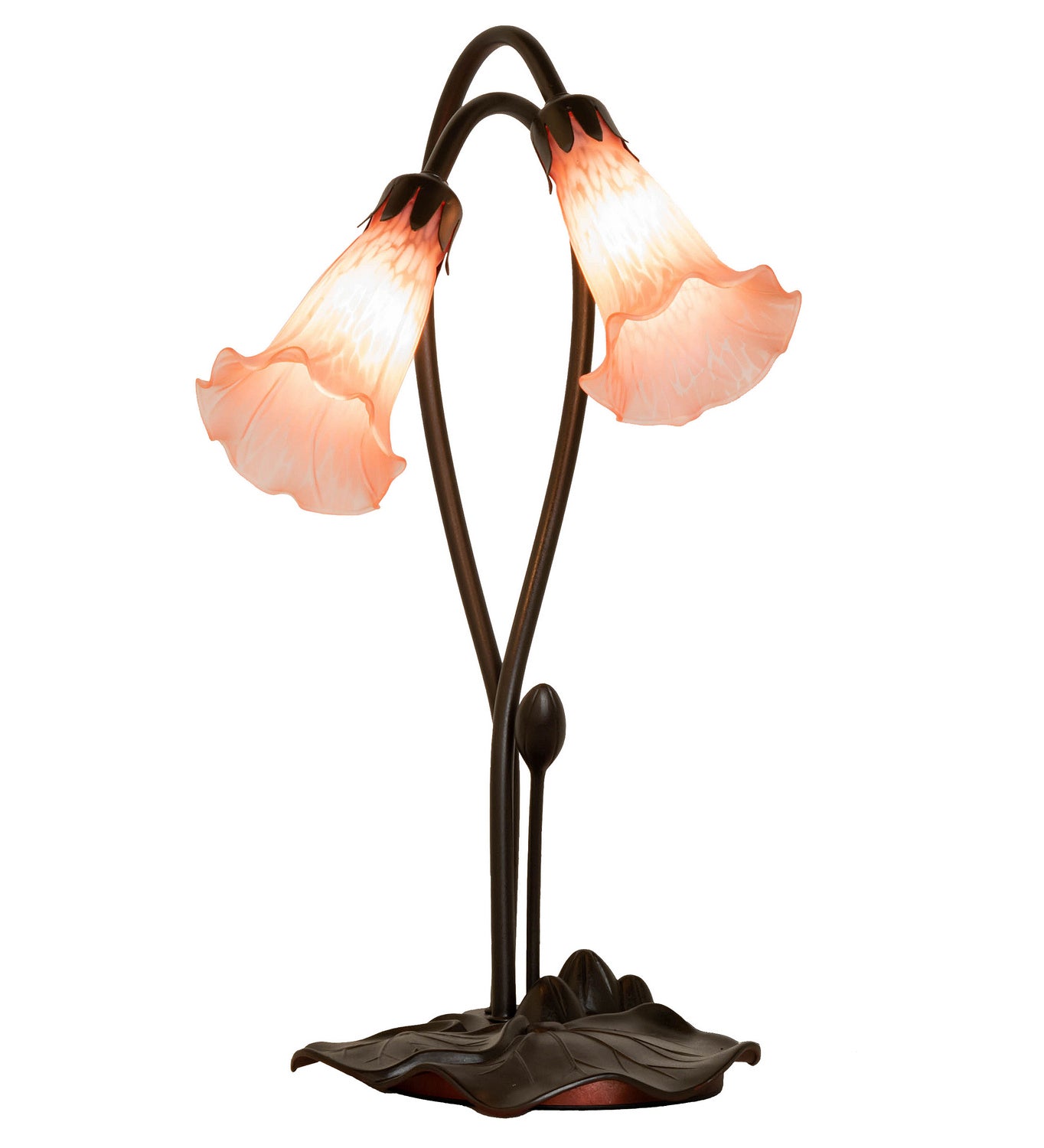 Meyda Tiffany - 14110 - Two Light Accent Lamp - Pink Pond Lily - Mahogany Bronze