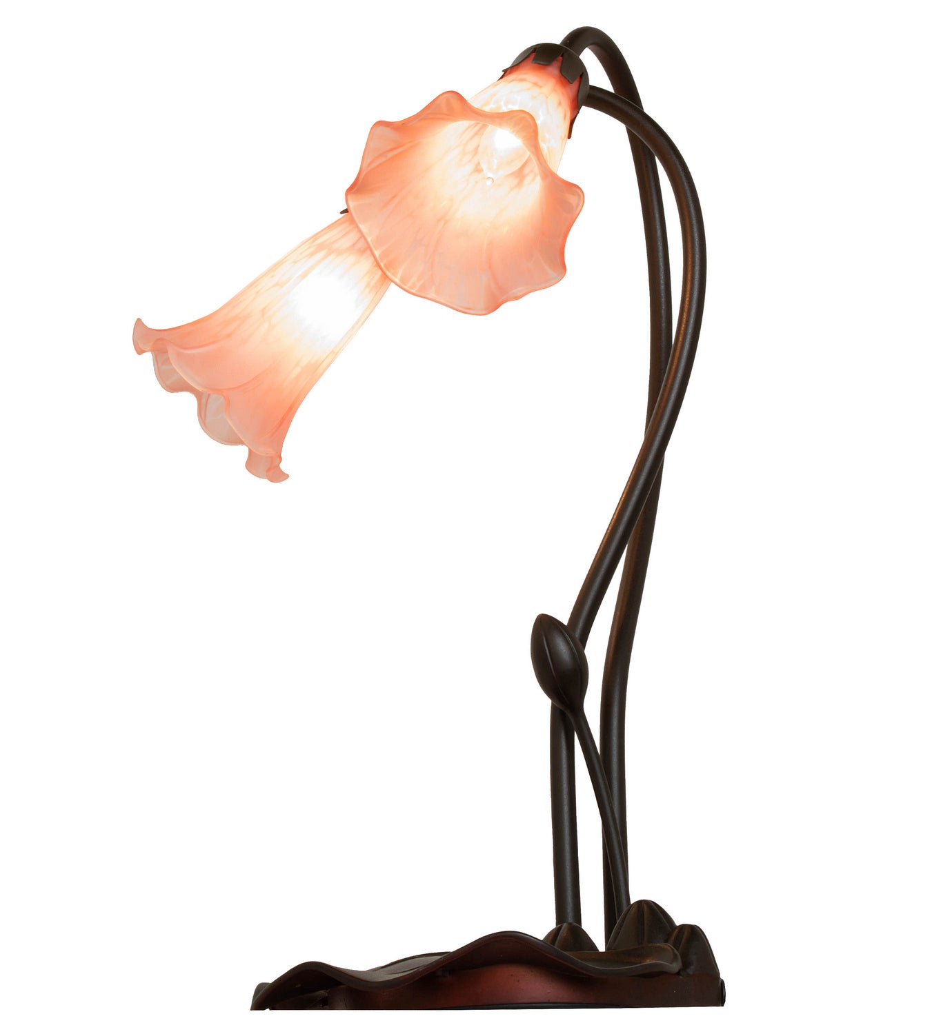 Meyda Tiffany - 14110 - Two Light Accent Lamp - Pink Pond Lily - Mahogany Bronze