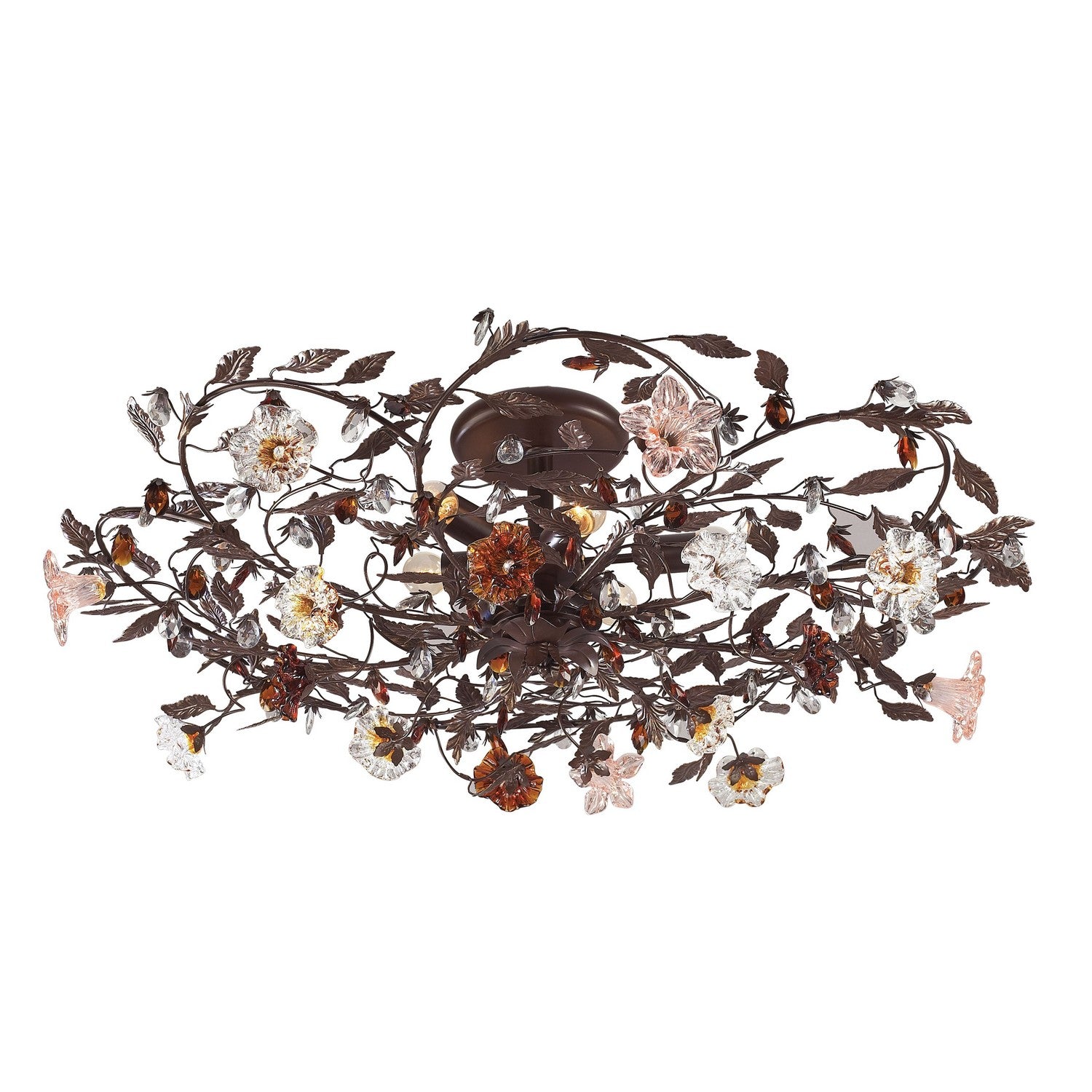 ELK Home - 7047/6 - Six Light Flush Mount - Cristallo Fiore - Deep Rust