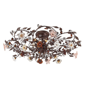 ELK Home - 7047/6 - Six Light Flush Mount - Cristallo Fiore - Deep Rust