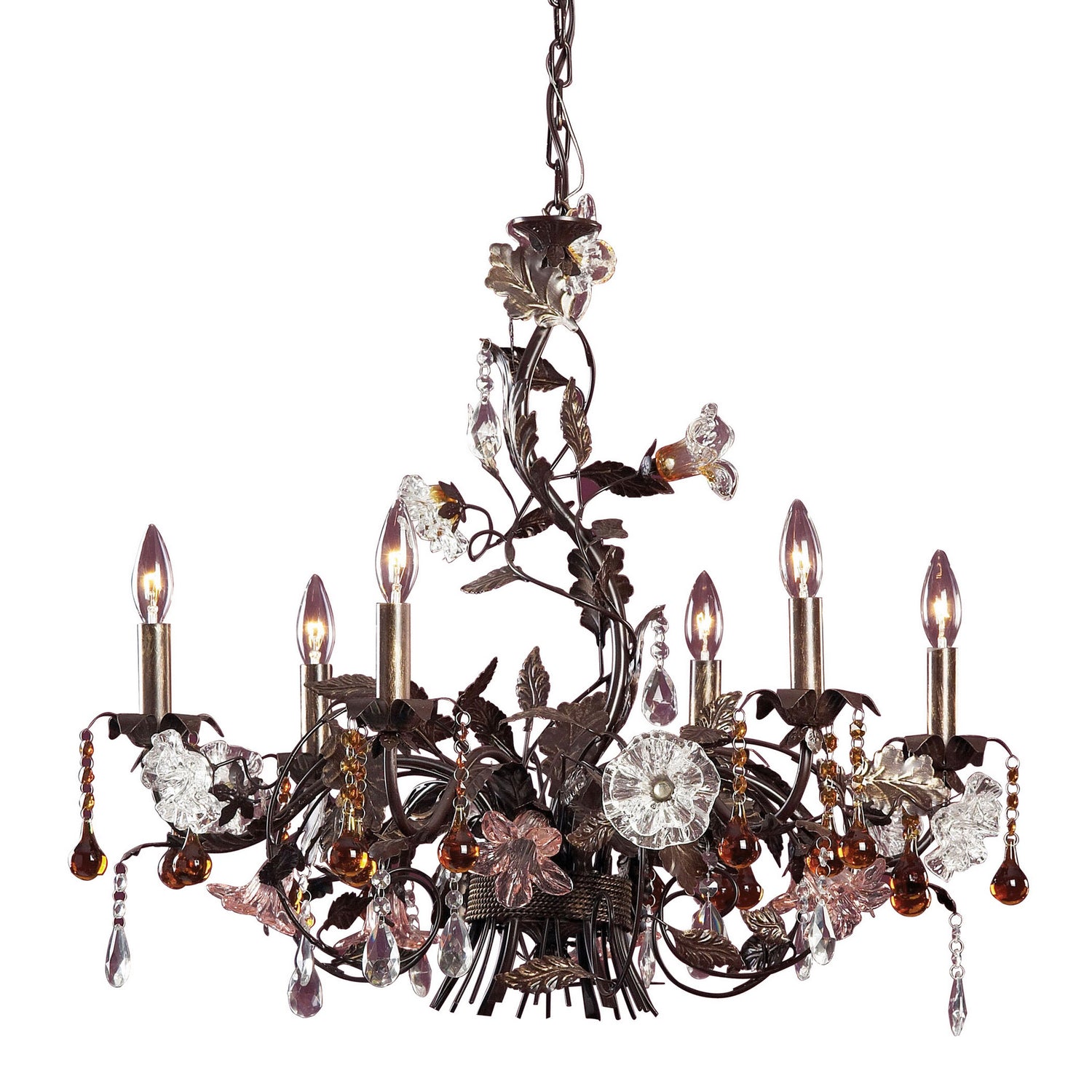 ELK Home - 85002 - Six Light Chandelier - Cristallo Fiore - Deep Rust