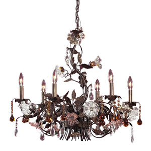 ELK Home - 85002 - Six Light Chandelier - Cristallo Fiore - Deep Rust