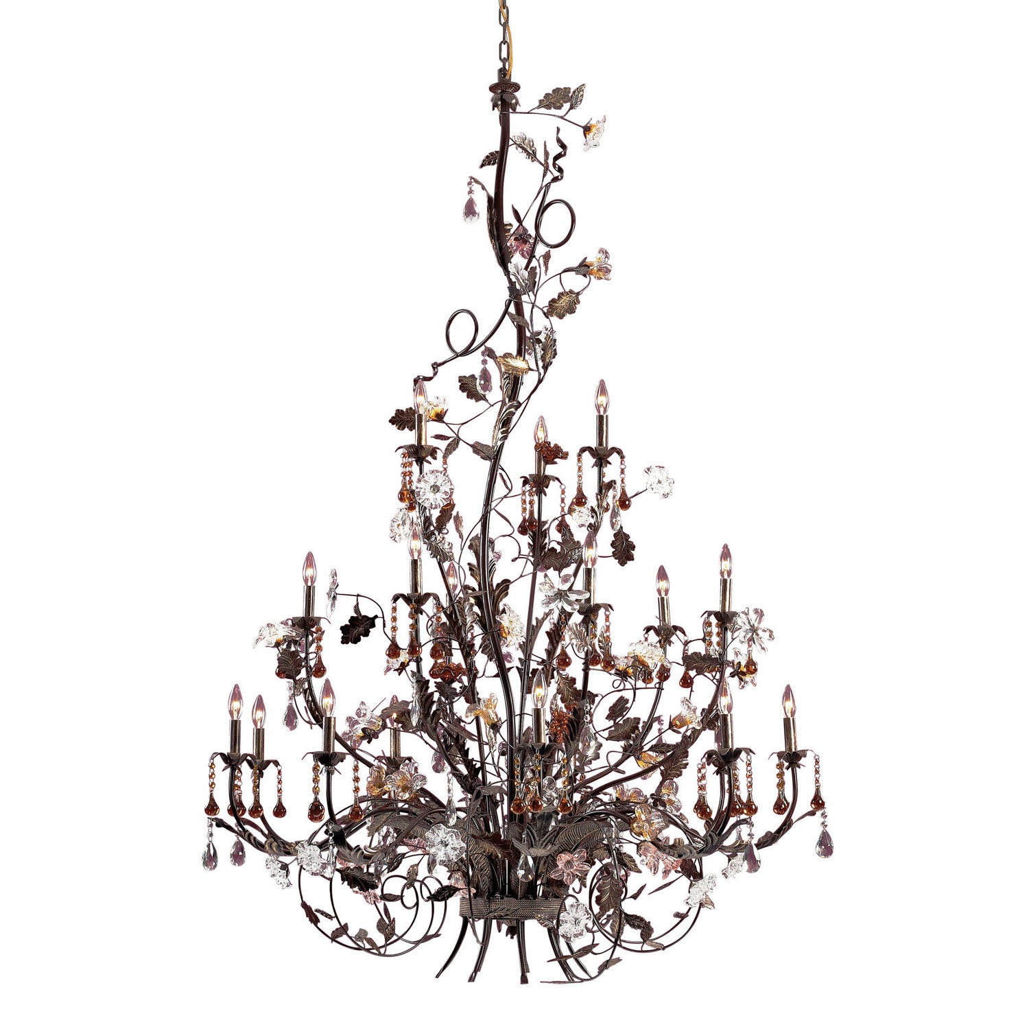 ELK Home - 85004 - 18 Light Chandelier - Cristallo Fiore - Deep Rust