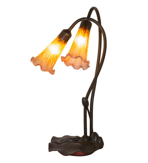 Meyda Tiffany - 13008 - Two Light Accent Lamp - Amber/Purple Pond Lily - Mahogany Bronze