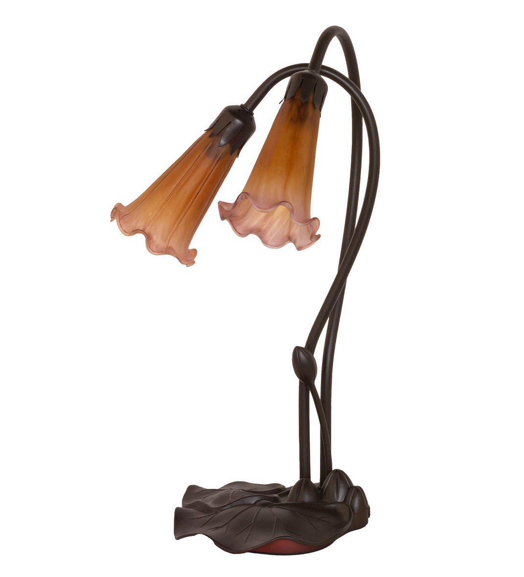 Meyda Tiffany - 13008 - Two Light Accent Lamp - Amber/Purple Pond Lily - Mahogany Bronze