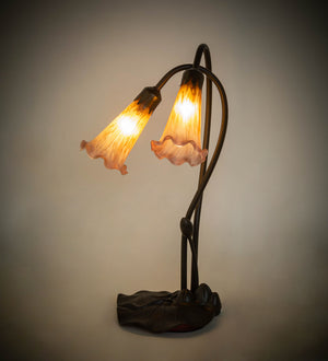 Meyda Tiffany - 13008 - Two Light Accent Lamp - Amber/Purple Pond Lily - Mahogany Bronze